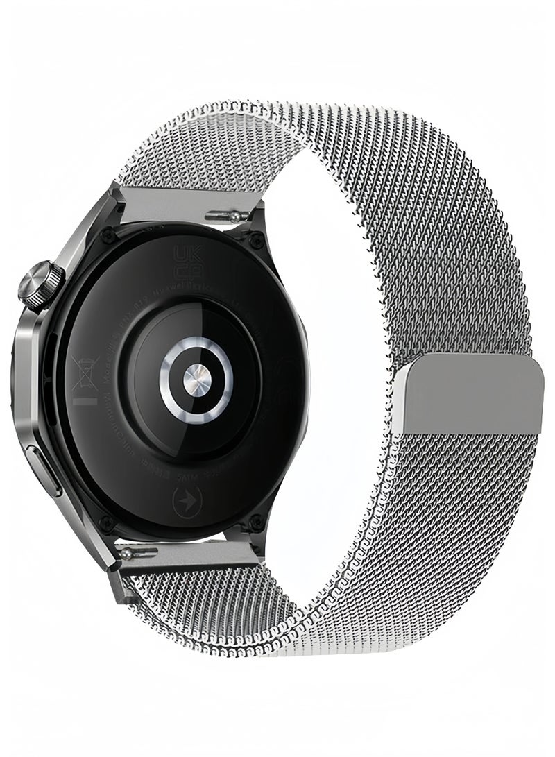 ChicVibe Milanese Metal Bands Compatible with Huawei Watch GT6 46mm/Watch GT6 Pro/Watch GT5 46mm/GT5 Pro/GT4 46mm/GT3 46mm/ GT3 Pro/GT 2e 46mm, Metal Mesh No Gap Stainless Steel Milanese Loop Magnetic Strap Replacement for Huawei Watch GT6 46mm/Watch GT6 Pro/Watch GT5 46mm/GT5 Pro/GT4 46mm, 22mm watch band width, Silver - Image 2